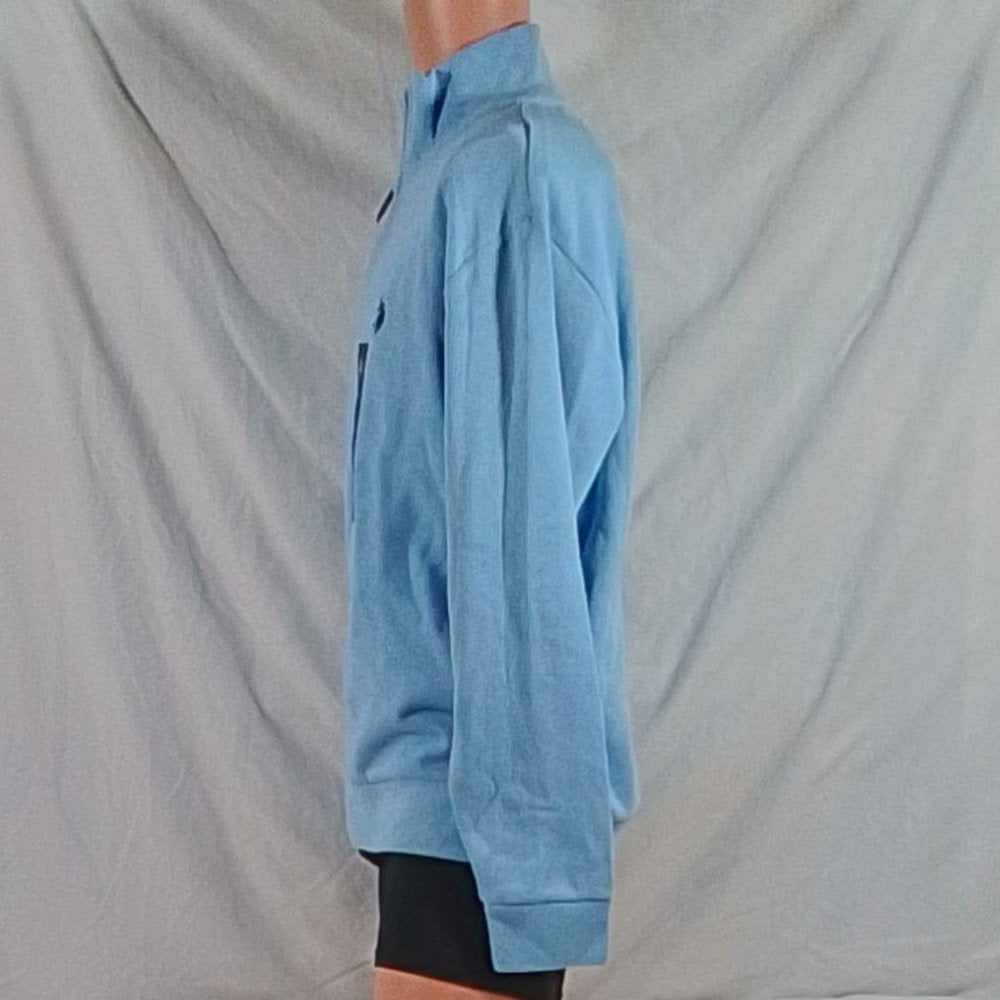 Men's U.S. Polo Assn. High Neck LS 1/4 Zip Pullover - Soft Blue - L - NWT