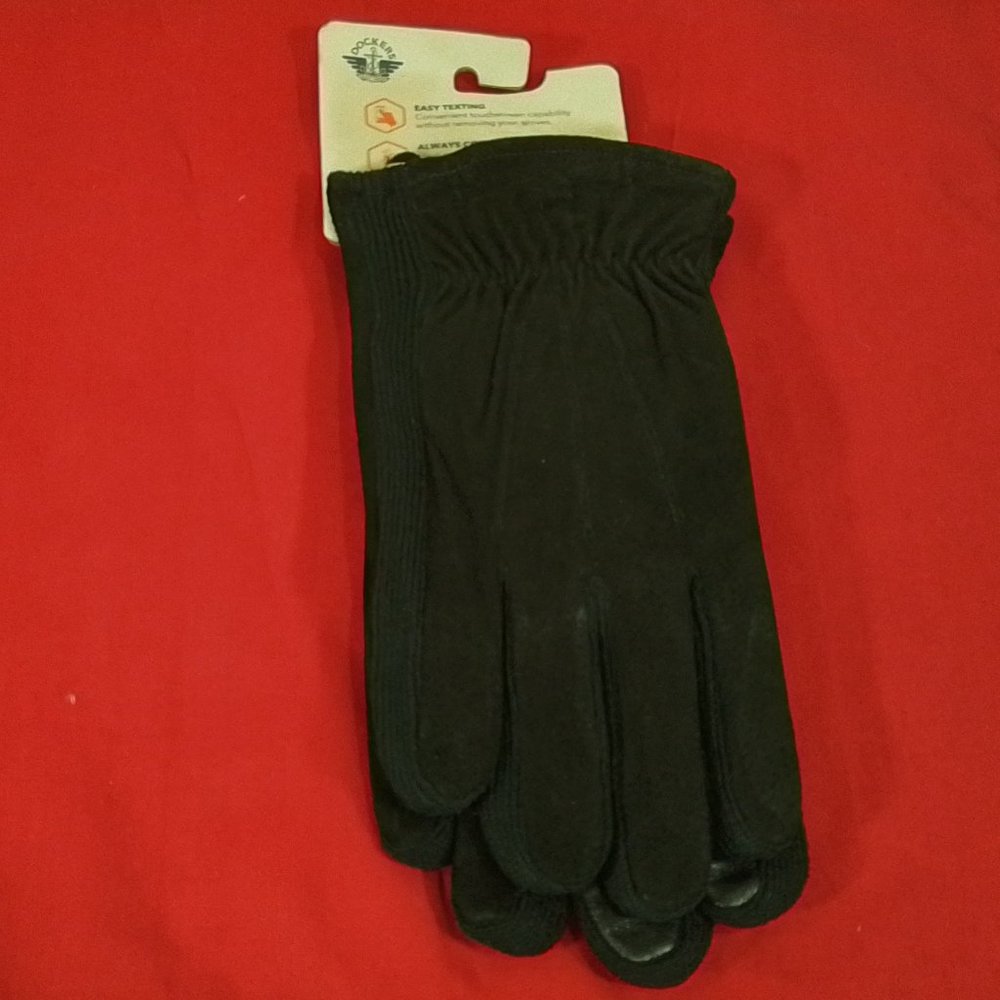 Men's Dockers Suede And Knit Mixed Media Gloves - Black - Var. Szs - NWT
