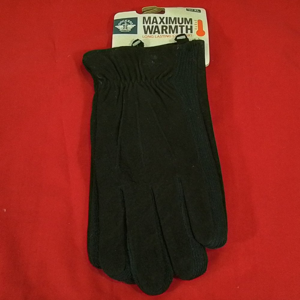 Men's Dockers Suede And Knit Mixed Media Gloves - Black - Var. Szs - NWT