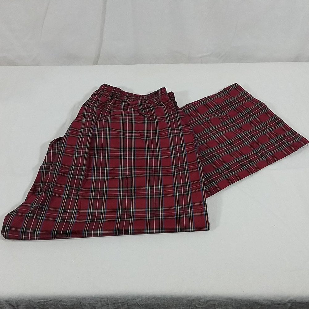 Men's Hanes Broadcloth Long Sleeve Pajama Set - Red Plaid - Various Szs - NWT