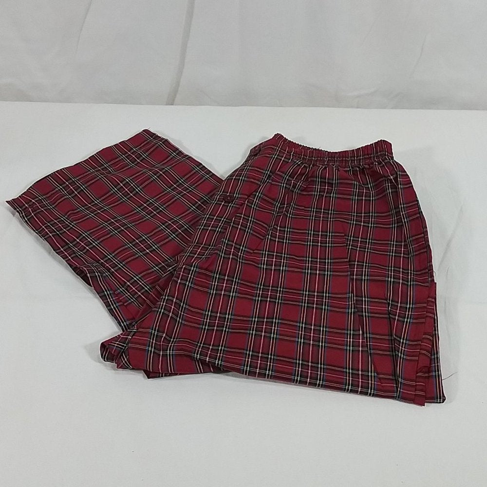 Men's Hanes Broadcloth Long Sleeve Pajama Set - Red Plaid - Various Szs - NWT