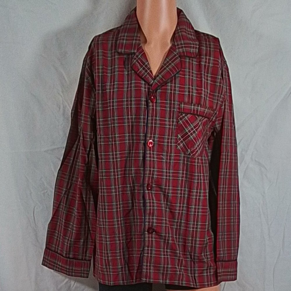 Men's Hanes Broadcloth Long Sleeve Pajama Set - Red Plaid - Various Szs - NWT