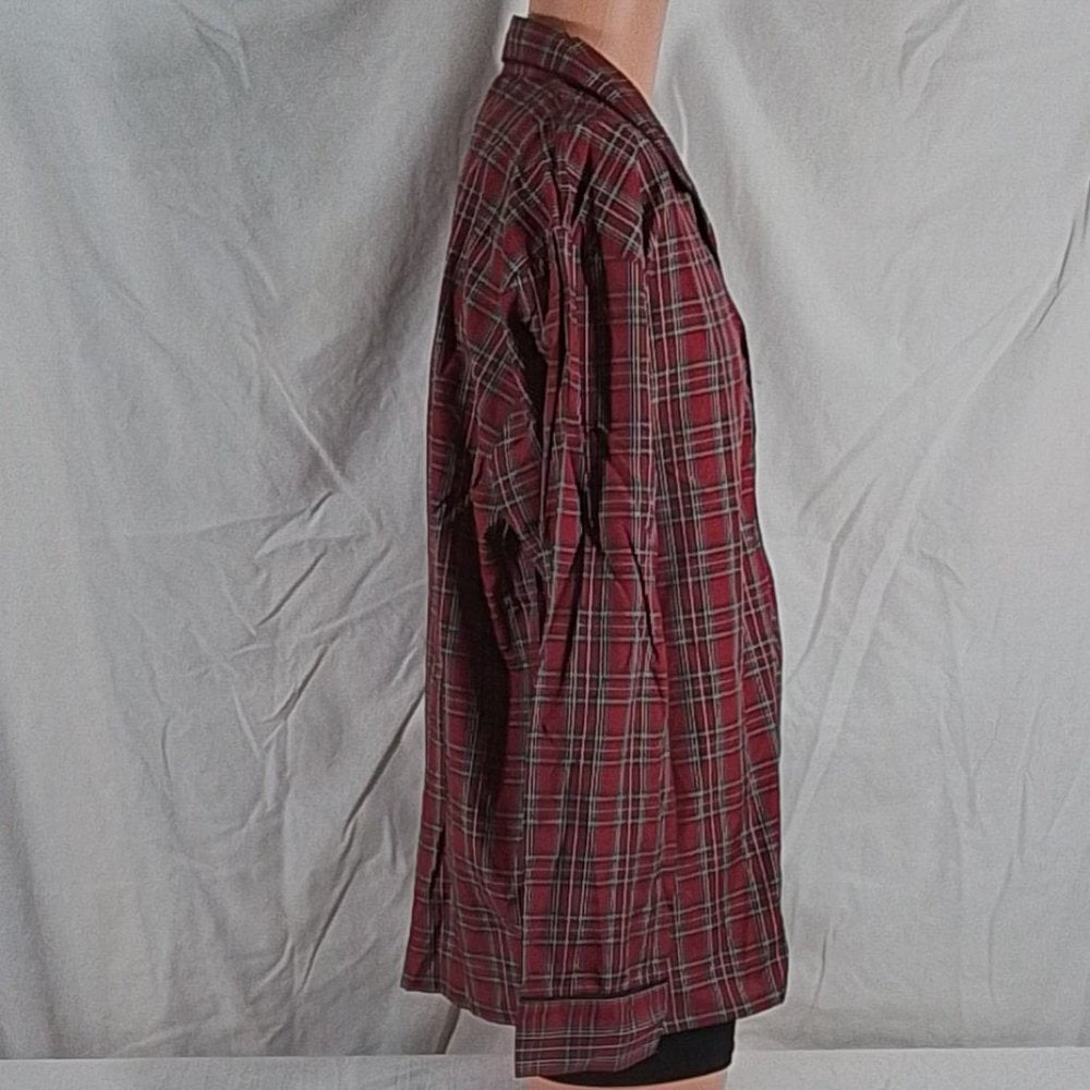 Men's Hanes Broadcloth Long Sleeve Pajama Set - Red Plaid - Various Szs - NWT