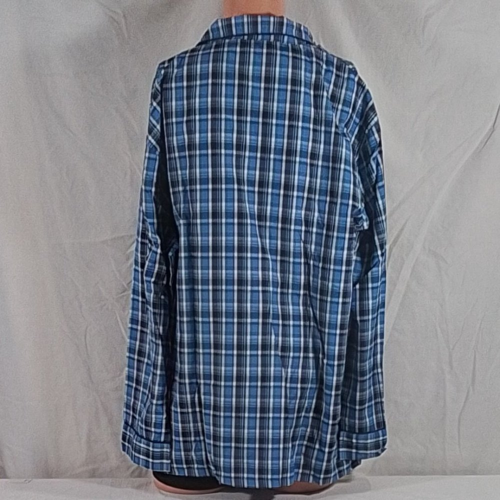 Men's Hanes Broadcloth Long Sleeve Pajama Set - Blue Plaid - XL - NWT