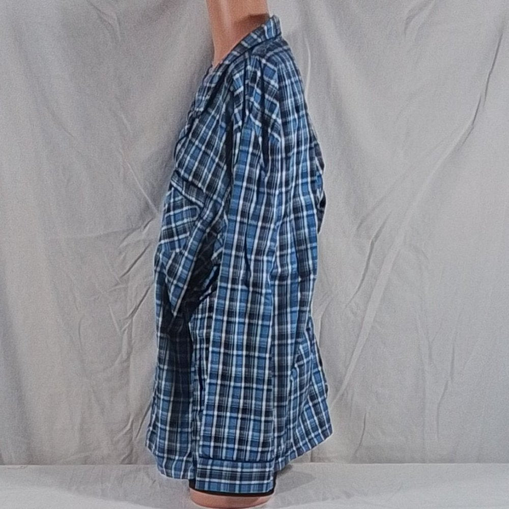 Men's Hanes Broadcloth Long Sleeve Pajama Set - Blue Plaid - XL - NWT