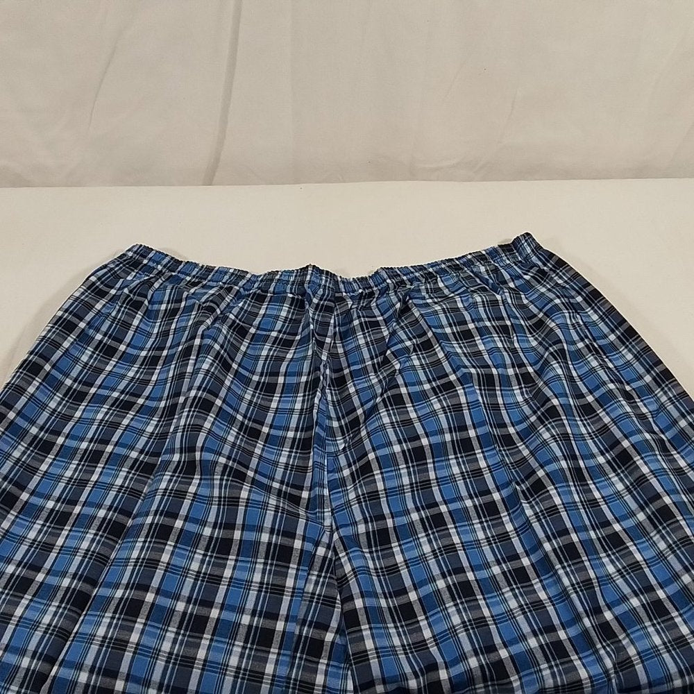 Men's Hanes Broadcloth Long Sleeve Pajama Set - Blue Plaid - XL - NWT