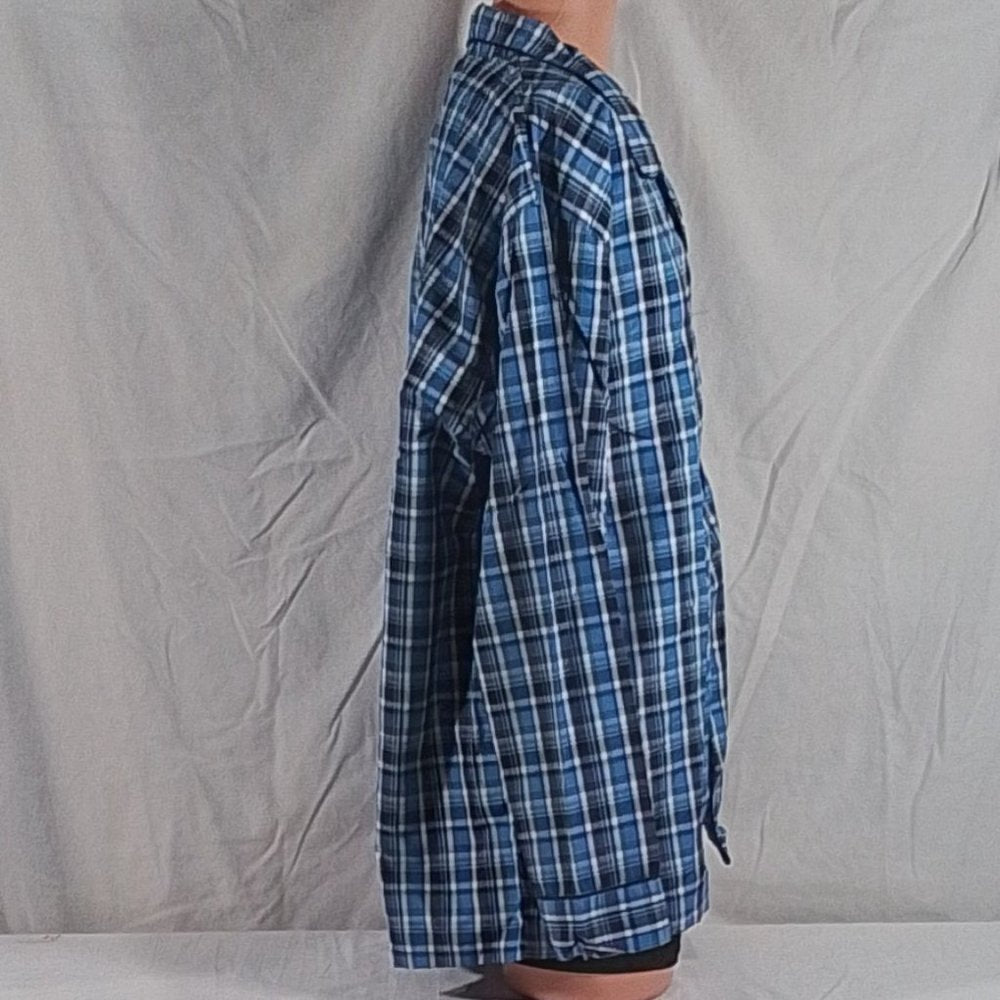 Men's Hanes Broadcloth Long Sleeve Pajama Set - Blue Plaid - XL - NWT
