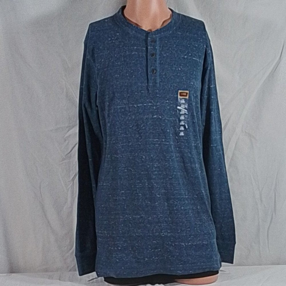 Men's The Foundry Big & Tall Long Sleeve Henley - Navy Heather - MT - NWT
