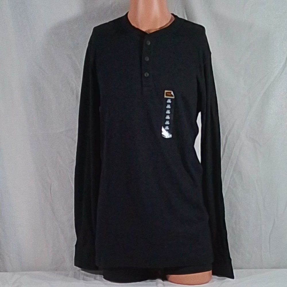 Men's The Foundry Big & Tall Long Sleeve Henley - Black - MT - NWT