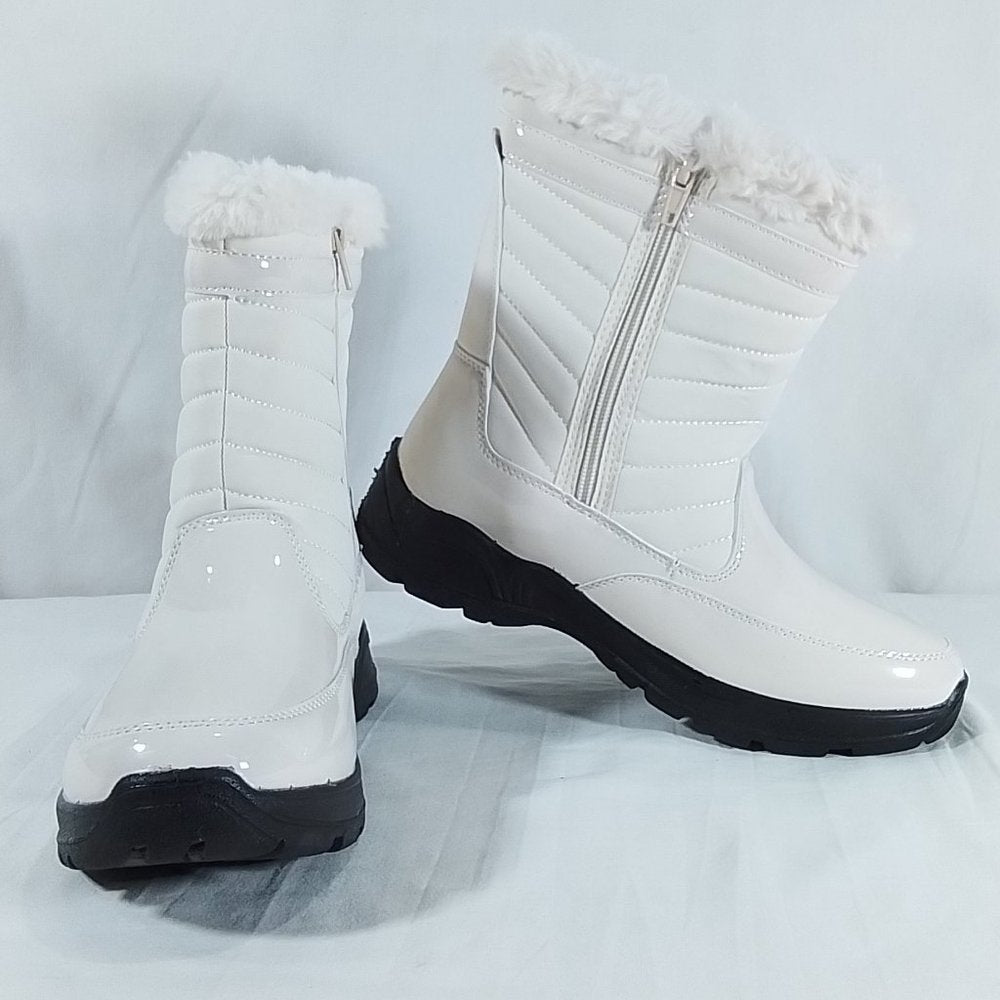 Easy Street Women's Frazer Winter Boots Winter White Patent - Size 7.5 || NIB