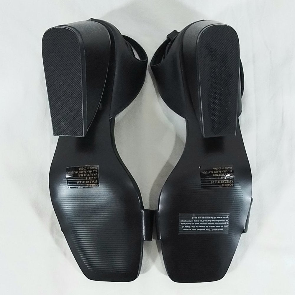 TORGEIS Women's Candida Slip-On Sandals Heels, Square Toe, Color Black Size - 8