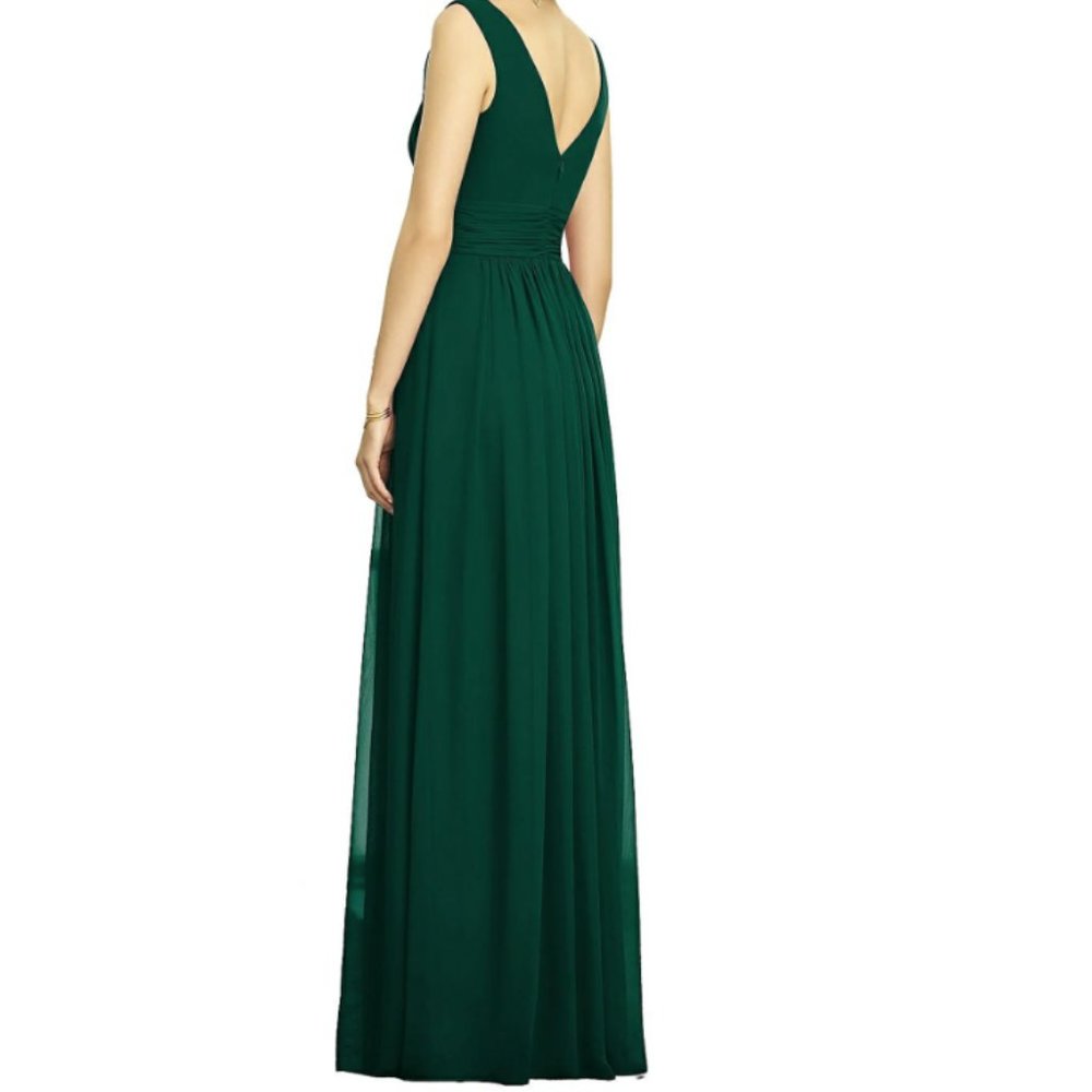 Dessy Collection Sleeveless Draped Maxi Dress with Front Slit - Hunter Green