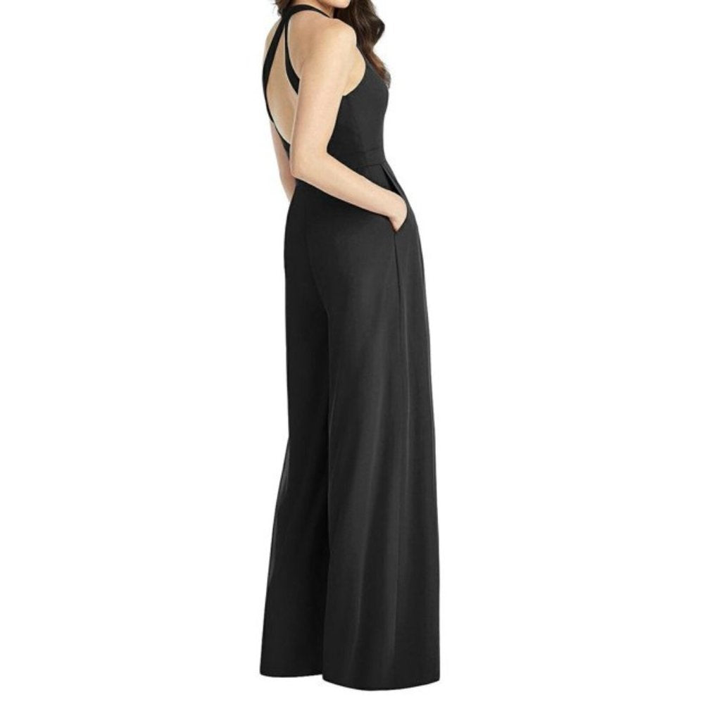 Dessy Collection Women's Black V-Neck Wide-Leg Jumpsuit - 8 - New with Tags