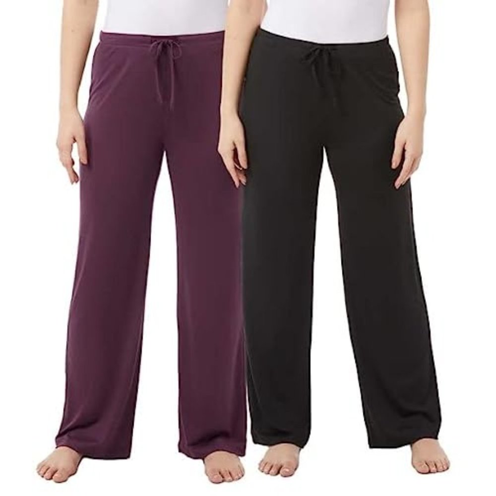 32 Degrees Heat 2 Pack Ladies Sleep Pants - Large - Black & Prune Purple - NWT