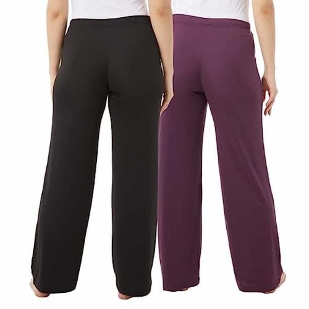 32 Degrees Heat 2 Pack Ladies Sleep Pants - Large - Black & Prune Purple - NWT