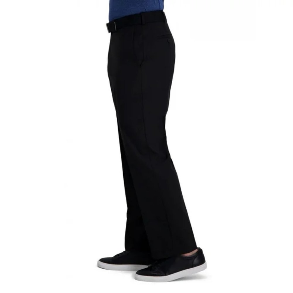 Haggar Men's Cool Right Classic Fit Flat Front Pants - 38 x 32 - Black - NWT