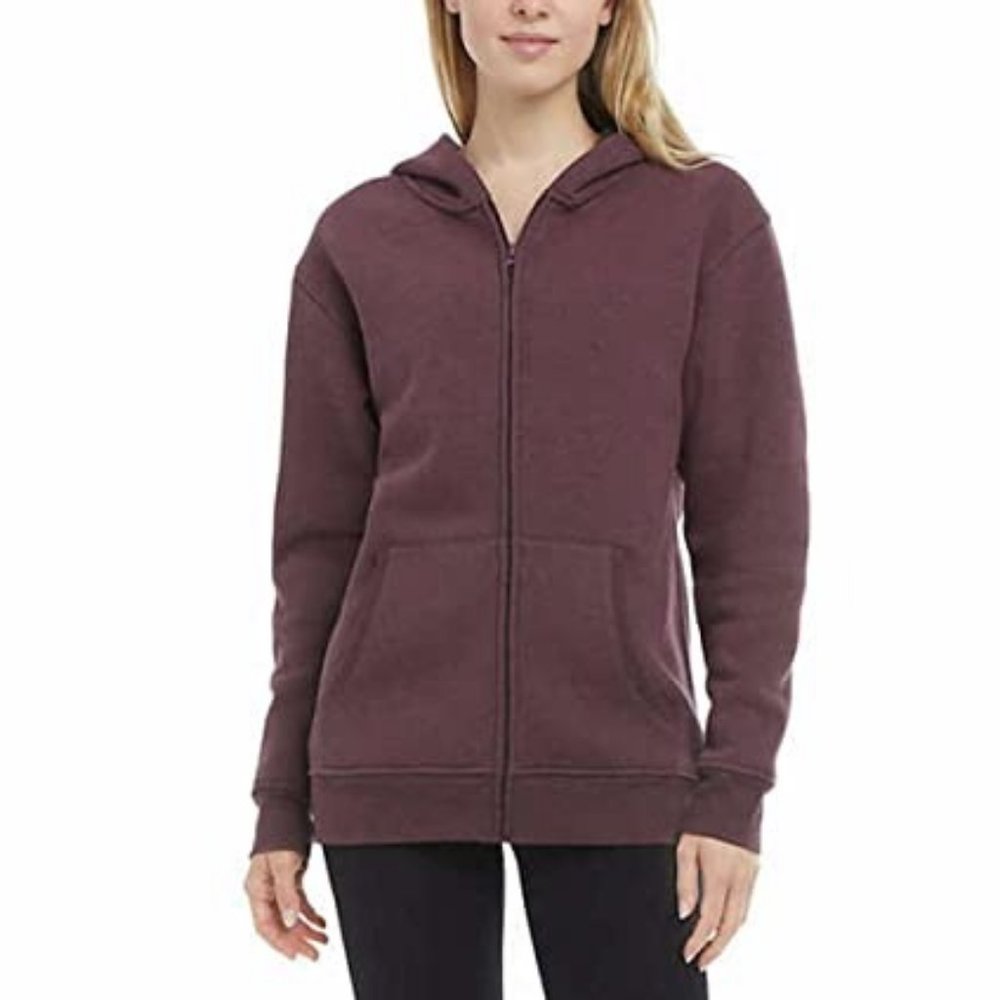 Danskin Ladies Soft Brushed Fleece Full Zip Hoodie - Red - Medium - NWT
