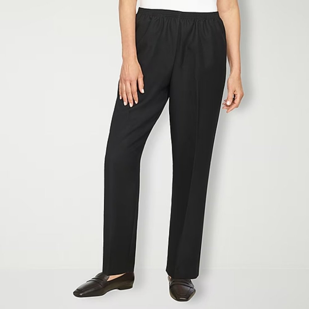 Alfred Dunner Classic Women's Mid Rise Straight Pants - Black - 10 Petite - NWT