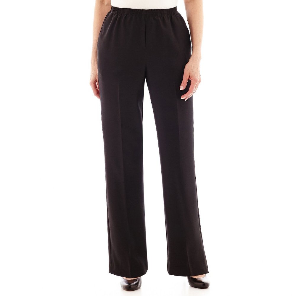 Alfred Dunner Classic Women's Mid Rise Straight Pants - Black - 10 Petite - NWT