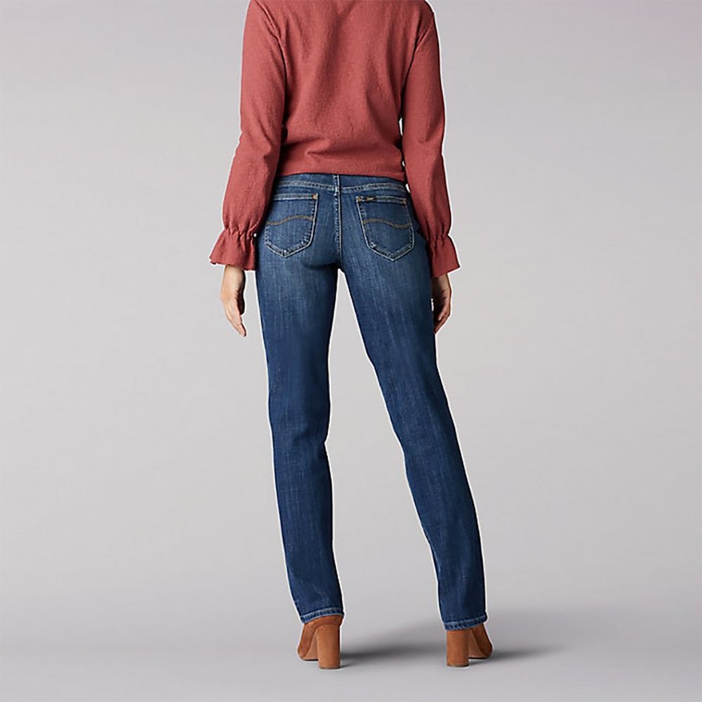 Lee Women's Stretch Relaxed pocket Fit Straight Leg Jean - Blue - 12 Short -NWOT