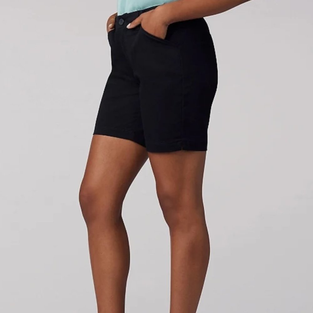 Lee Women's Solid Chino Bermuda Shorts - Black - 16 - NWT