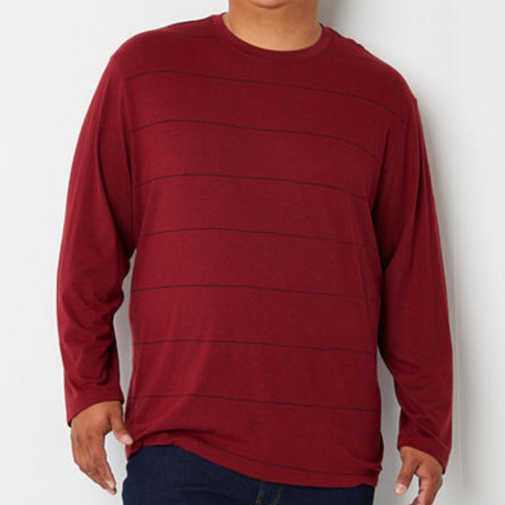 Van Heusen Big and Tall Men's Crew Neck Long Sleeve T-Shirt- 3X - Madder - NWT
