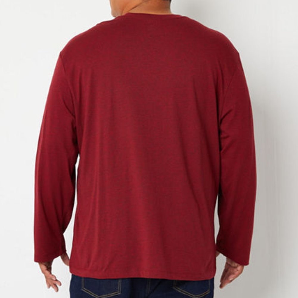 Van Heusen Big and Tall Men's Crew Neck Long Sleeve T-Shirt- 3X - Madder - NWT