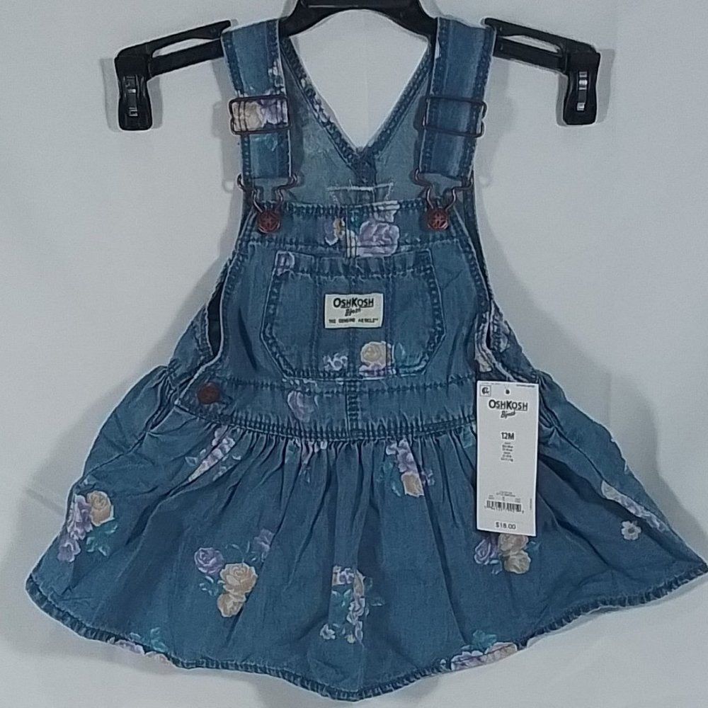 Baby Girl OshKosh B'gosh Floral Denim Skirtall - Blue Floral - 12 Months - NWT