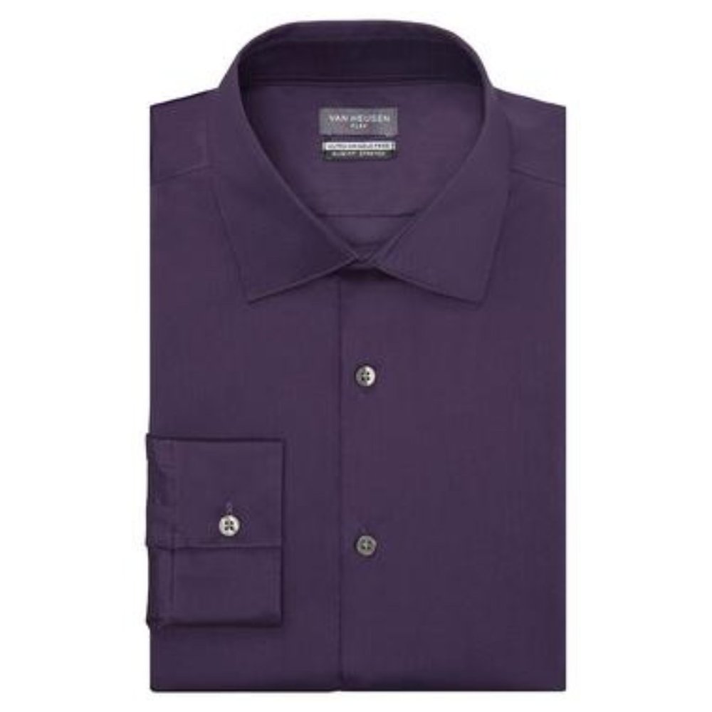 Van Heusen Men's Dress Shirt Slim Fit - Eggplant - Large Neck 16-16.5 - NWOT