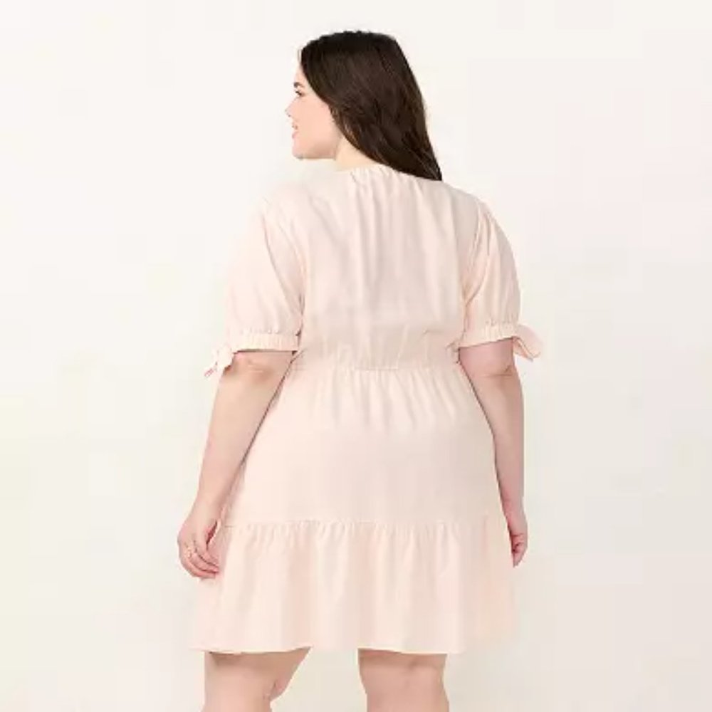 Women's Plus Size LC Lauren Conrad Mini Wrap Dress- Peach - 4X - NWT