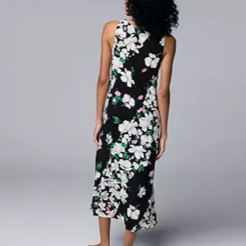 Women's Simply Vera Vera Wang Maxi Chemise - Black Floral - XS - NWT