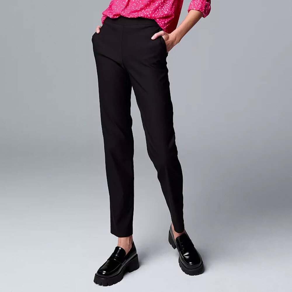 Women's Simply Vera Vera Wang Modern Slim Straight Pants - Black - XL Short -NWT