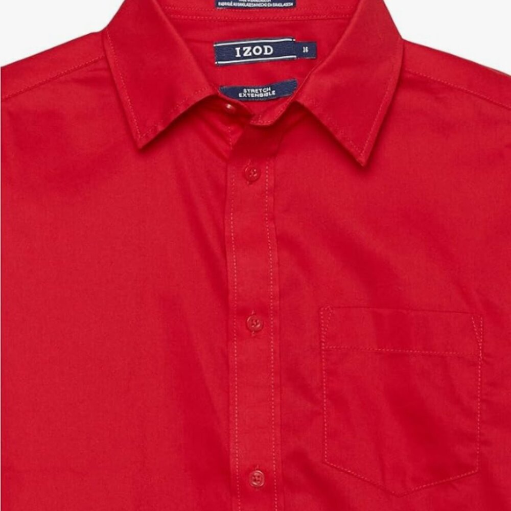 IZOD Boy's Long Sleeve Button Down Collared Dress Shirt - Tango Red - XL - NWOT