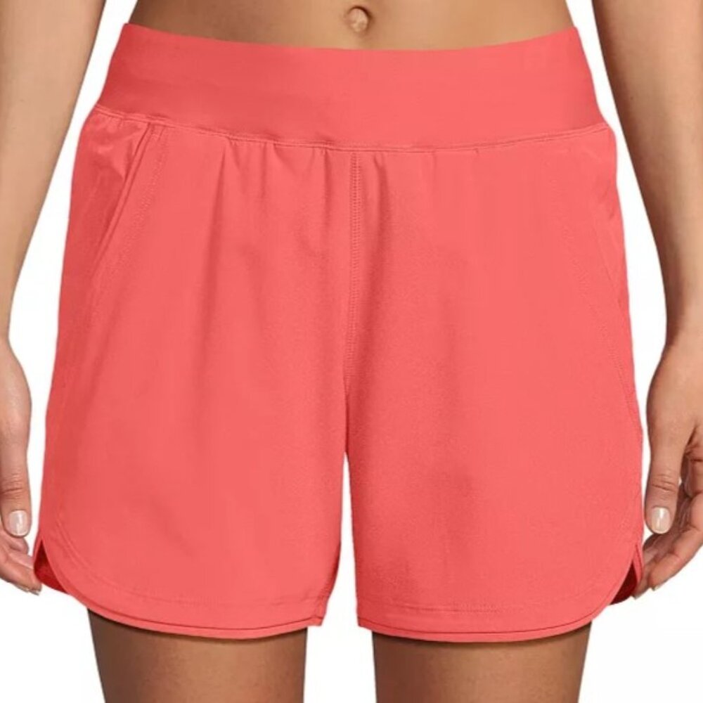 Women's Lands' End 5" Quick Dry Board Shorts - Coral Bliss - 16 - NWT