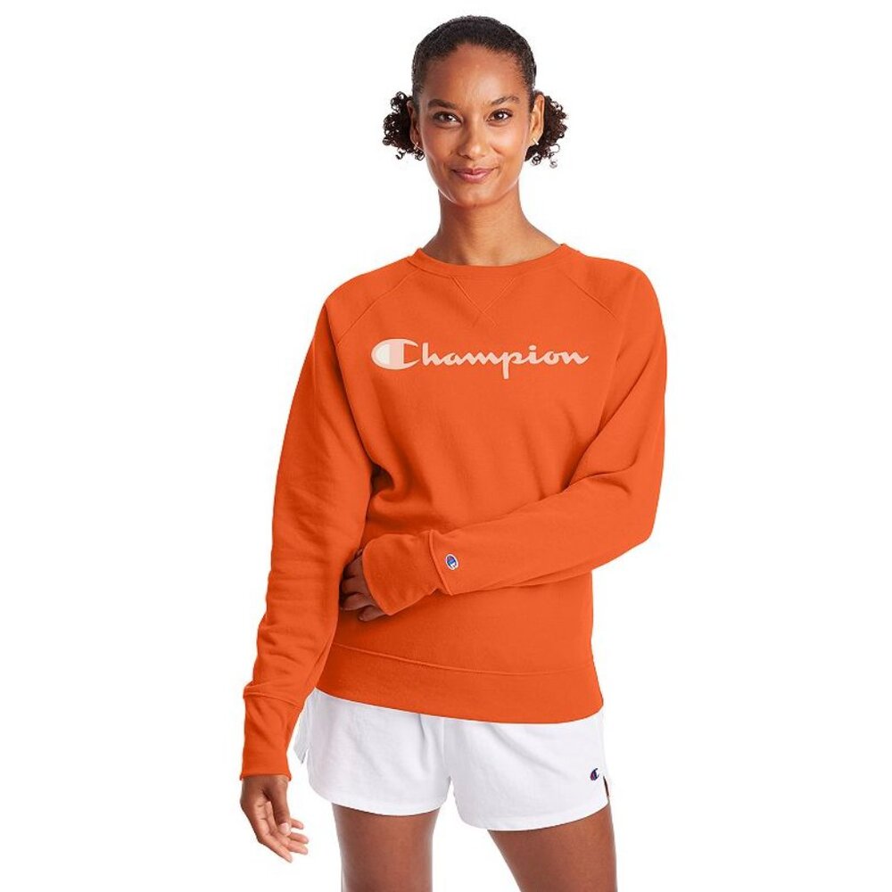 Women's Champion Powerblend Fleece Boyfriend Sweatshirt - Poppy Orange - M - NWT