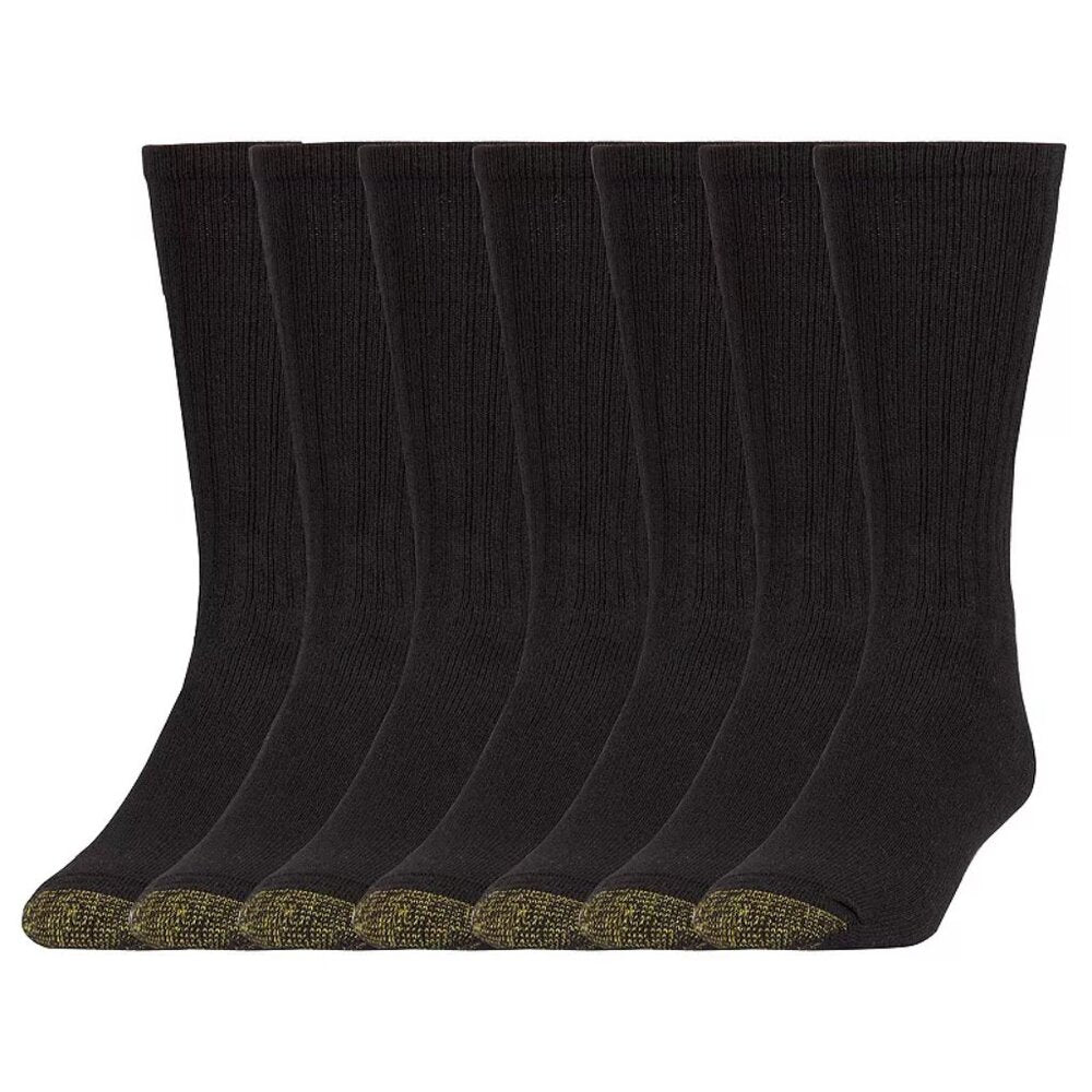 Men's Goldtoe Harrington Crew Socks 6+1 Free Pack - Black - Size 6-12.5 - NWT
