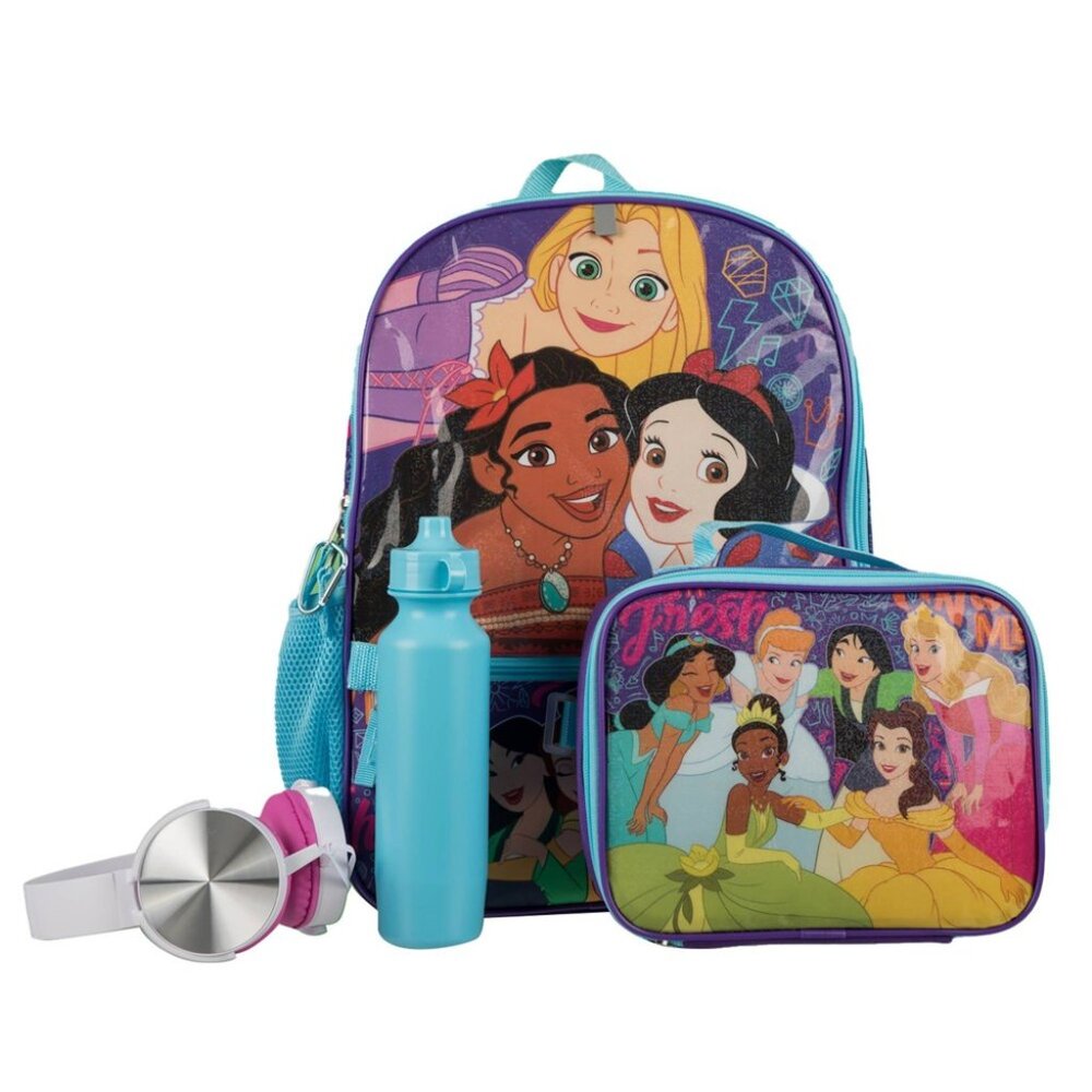 Girl's Disney Princess 16" Backpack Set With Headphones - NWT