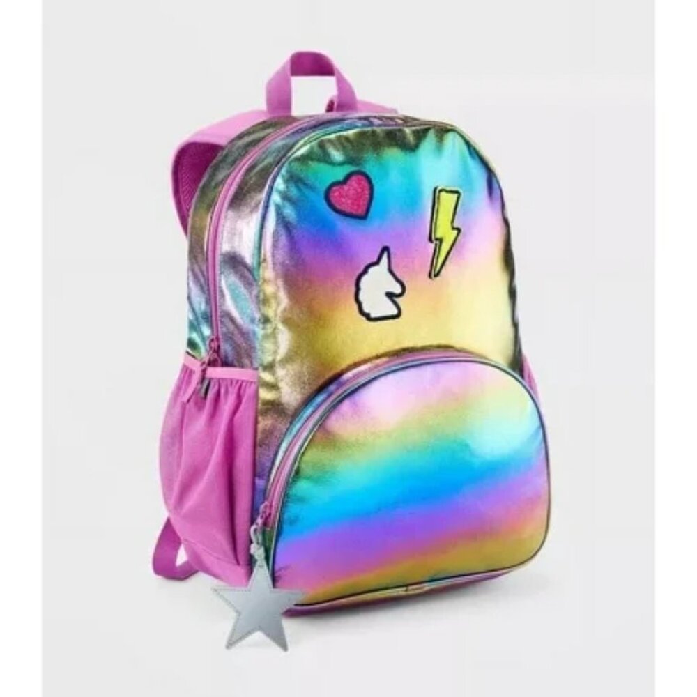 Girl's Cat & Jack 16.5" Gradient Fur Patches Backpack - OS - NWT