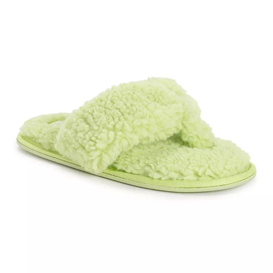 Women's Muk Luks Taryn Thong Slippers - Butterfly Green - Large - NWT