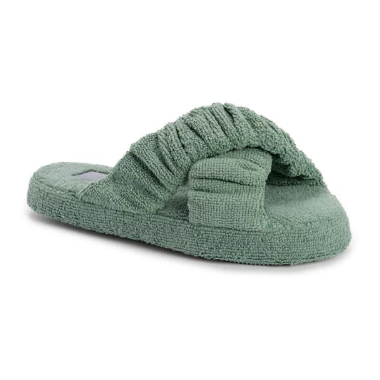 Women's Muk Luks Maelle Criss-Cross Slippers - Juniper Green - Medium - NWT