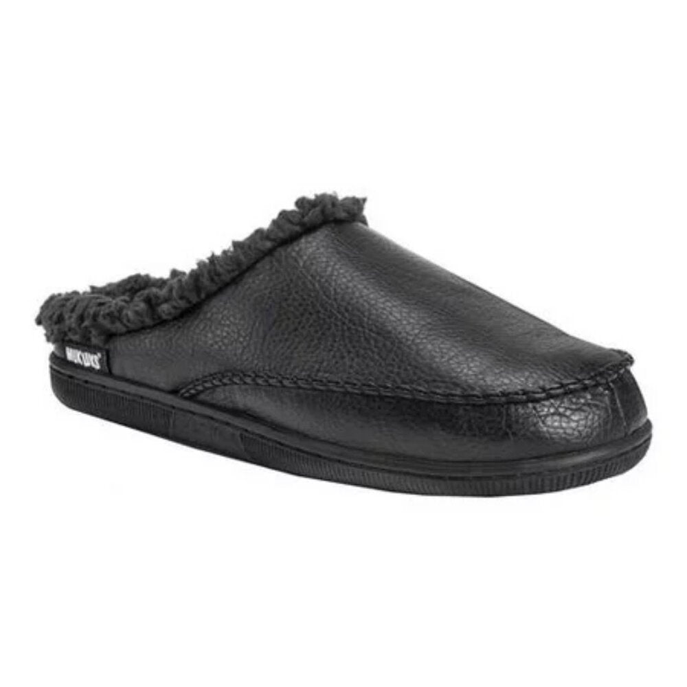 Men's Muk Luks Faux Leather Clog Slippers - Black - Large - NWT