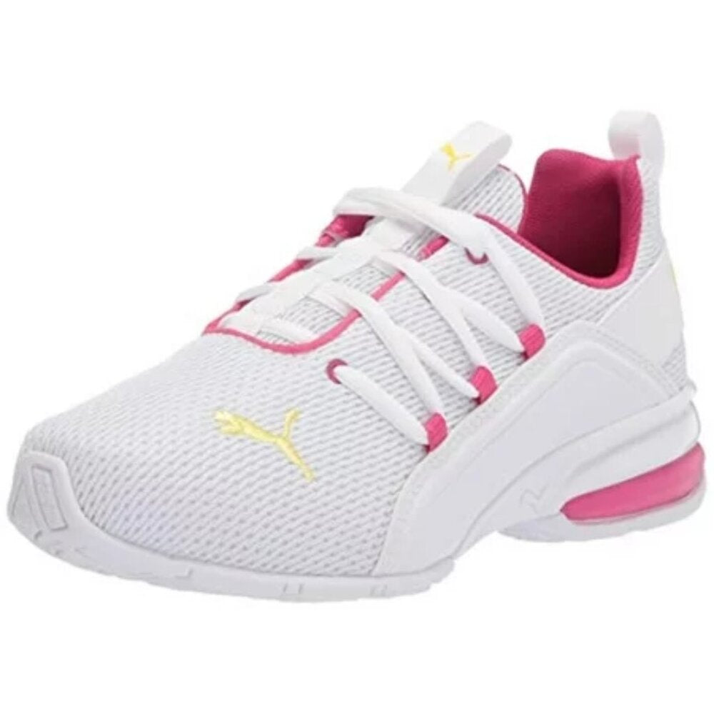 Big Girl's Puma Axelion Mesh Shoes - White & Beetroot - 5C - NIB
