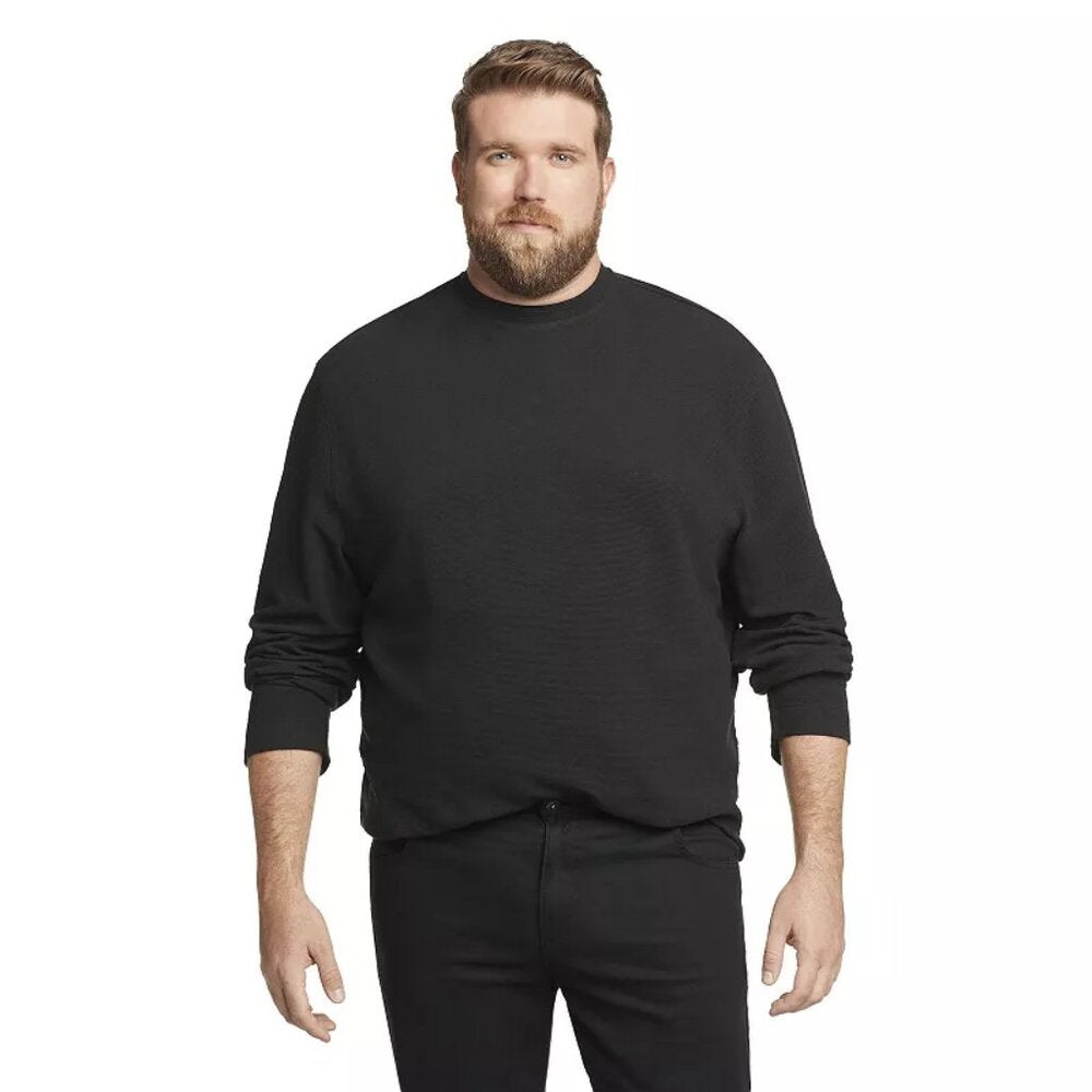 Men's Van Heusen Big & Tall Essential Classic Fit Ottoman Crewneck - Black - 4XL