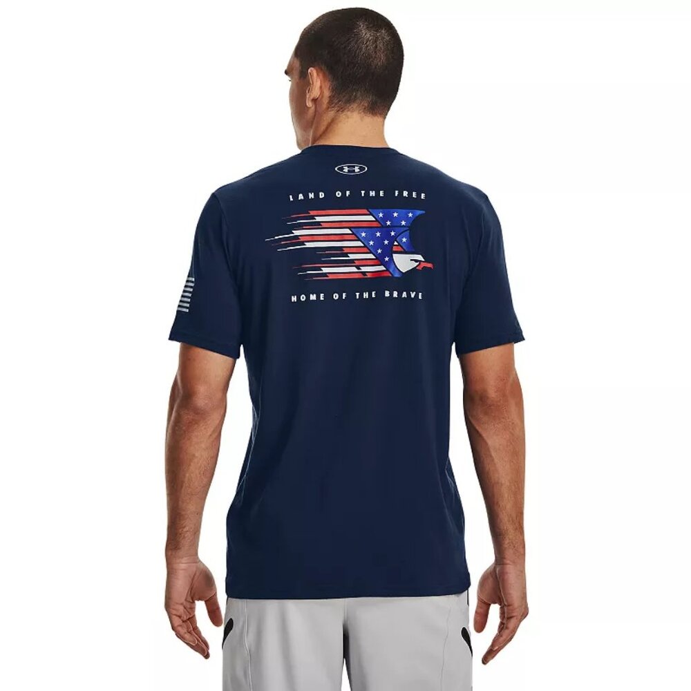 Men's Under Armour Freedom USA Eagle Tee - Academy Blue/Mod Grey - Small - NWT