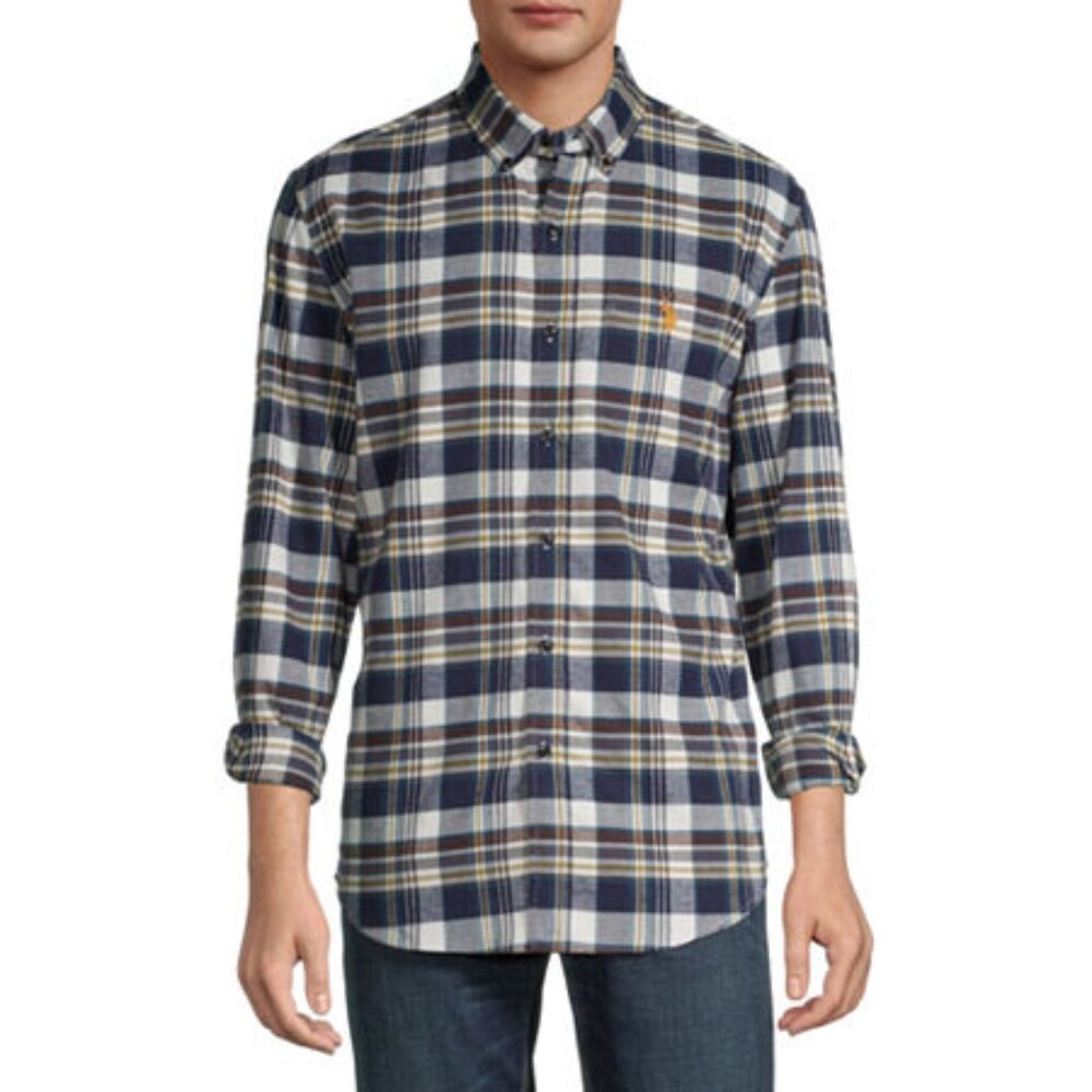 Men's U.S. Polo Assn. Classic Fit Flannel Shirt - Classic Navy - Medium - NWT