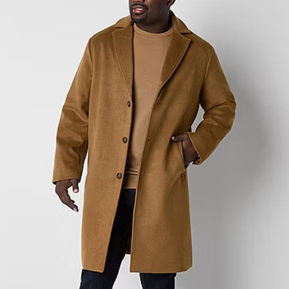 Men's Shaquille O'Neal Big & Tall Long Length Topcoat - Camel - Size 2XL - NWT