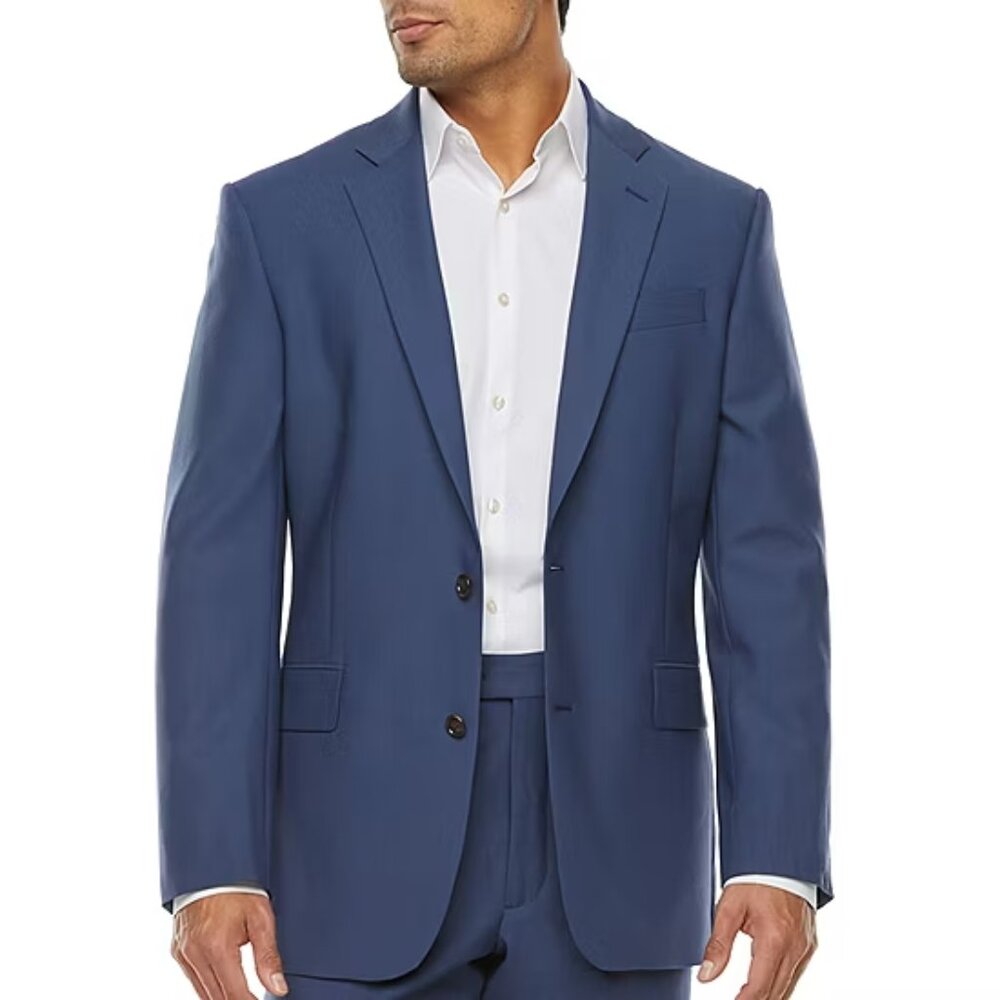 Men's Stafford Big & Tall Wool Suit Jacket - Mid Blue - 56 Big Reg - NWT