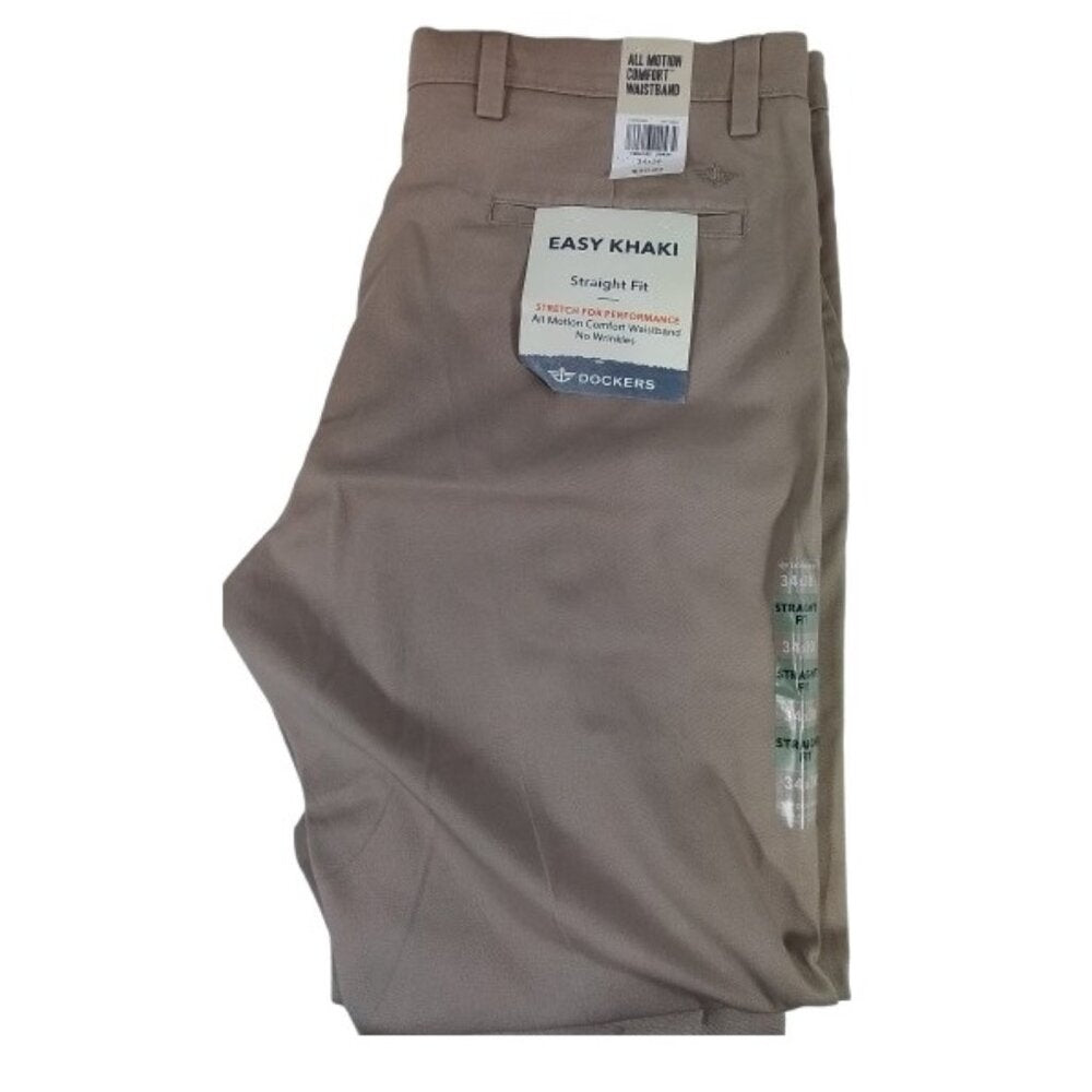 Men's Dockers Easy Khaki Straight Fit Flat Front Pants - Timberwolf - 34x30 -NWT