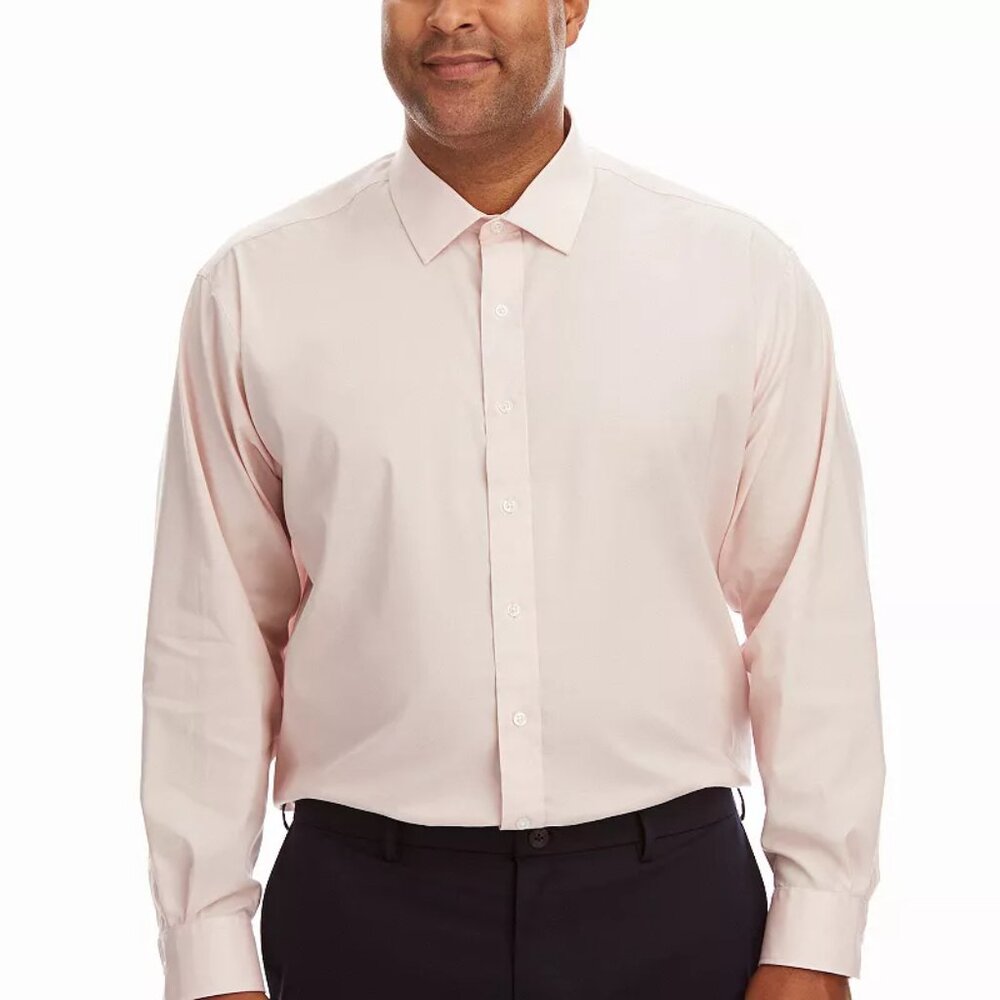 Men's Haggar Big & Tall Premium Comfort Dress Shirt - Light Pink Solid - 19 -NWT