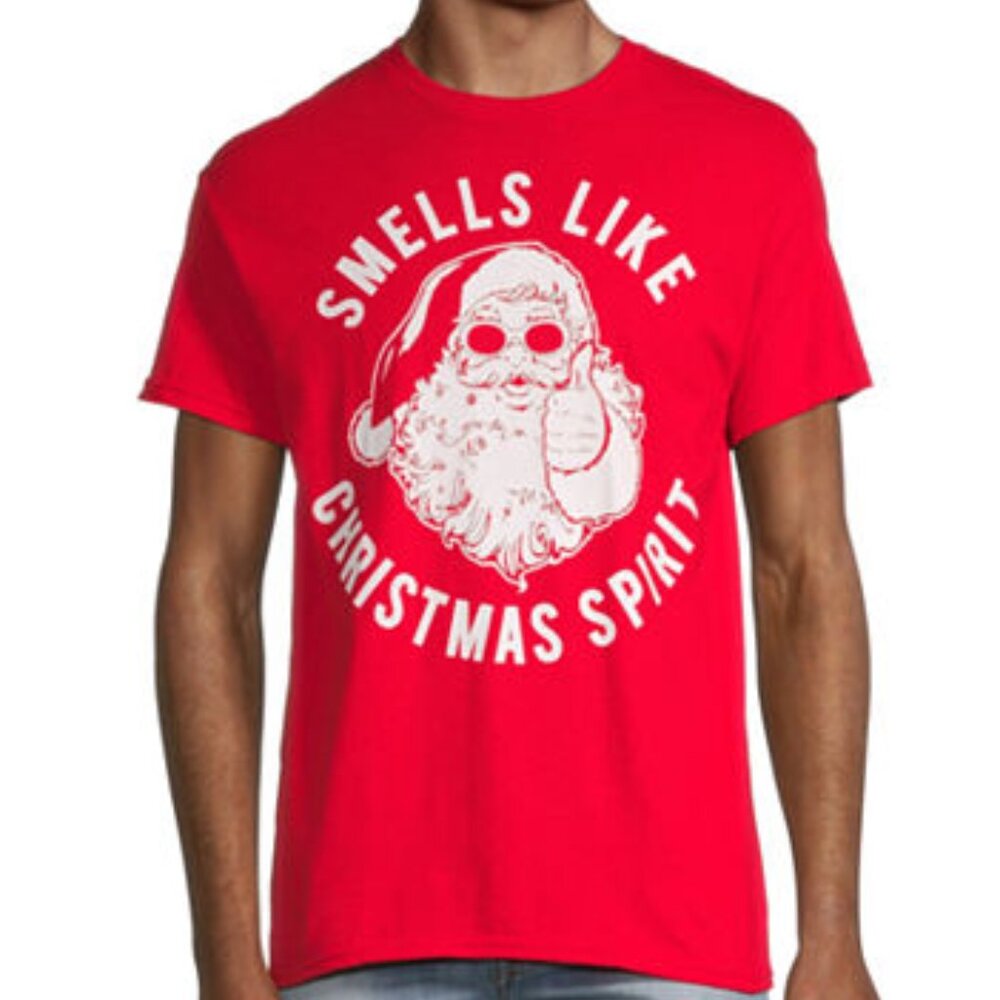 Smells Like Christmas Spirit Mens Graphic T-Shirt NWT